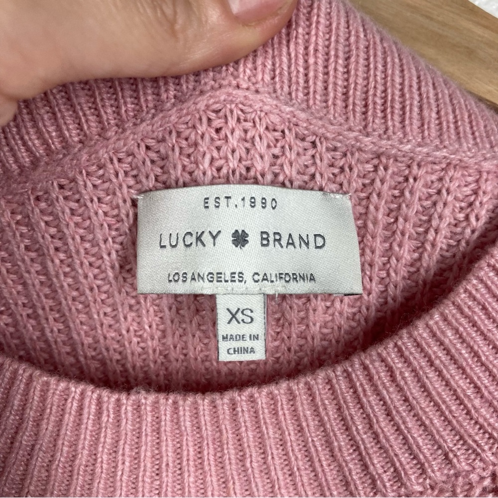 Lucky Brand Cold Shoulder Pullover Wool Sweater XS pink Boho - Picture 12 of 16